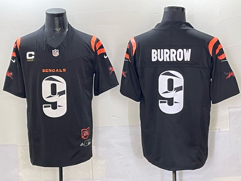 Men 2025 Cincinnati Bengals #9 Burrow Black Throwback Nike Limited NFL Jersey style 03->cincinnati bengals->NFL Jersey